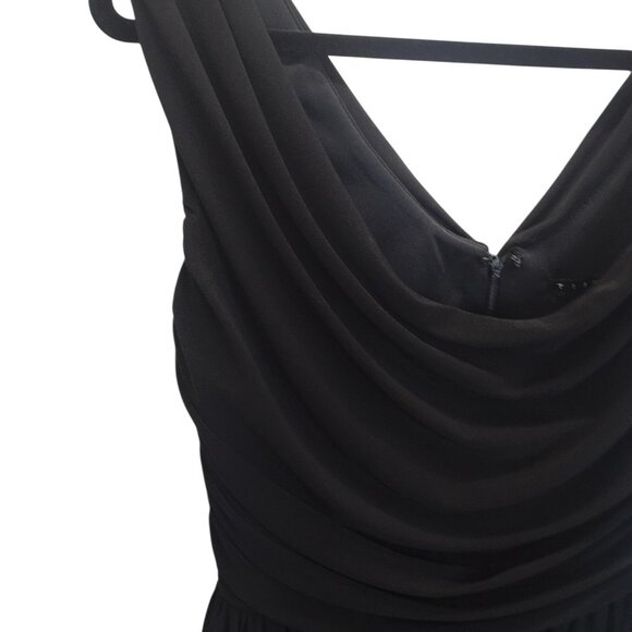 Tiana B. Dress Womens Medium Black Drapey Ruched A-Line Cocktail Little Black - Picture 9 of 13